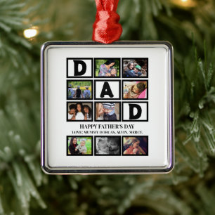 Eleganter Custom Happy Vathers Day 9 Foto Collage Ornament Aus Metall