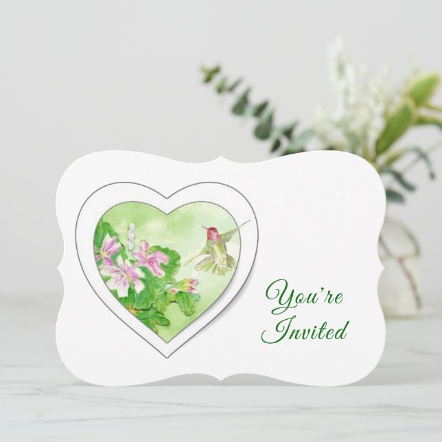Eleganter Custom Watercolor Hummingbird Birthday Einladung (Stehend Vorderseite)