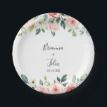 Eleganter Dainty Herbst Blumenkuchen Pappteller<br><div class="desc">Diese elegante,  im Herbst blumengeschmückte Hochzeitstorte eignet sich perfekt für einen modernen Hochzeitsempfang. Die Einrichtung besteht aus illustriert rosa,  rot-weiß rosa Rosen,  von Grünblättern umgebene Bäume,  die die wunderschönen Herbstfarben noch verstärken. Machen Sie es sich selbst,  indem Sie die Namen der Braut und Bräutigam und Hochzeitstag.</div>