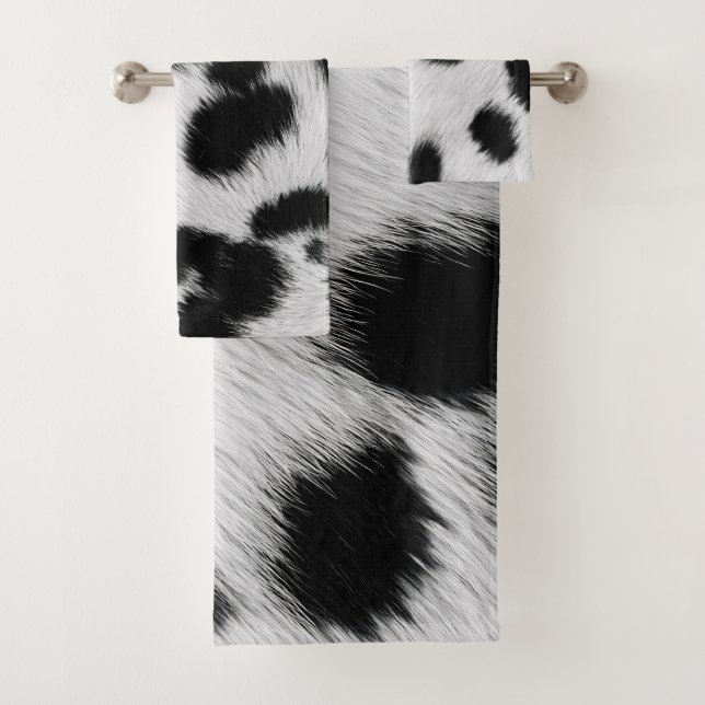 Eleganter Dalmatiner-Kunstfell-Musterposter Badhandtuch Set (Insitu)