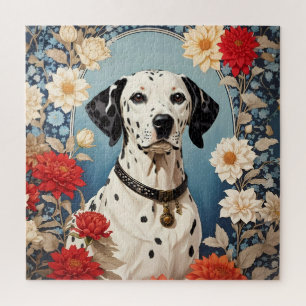 Eleganter Dalmatiner mit Dahlia-Blume Puzzle
