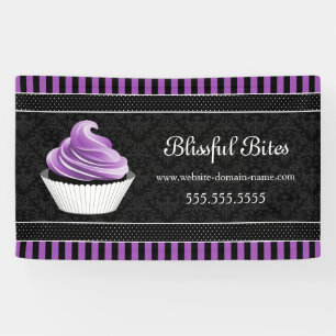 Eleganter Damask Lila Cupcake Banner
