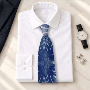 Eleganter Damast Blaue Toile de Jouy Krawatte