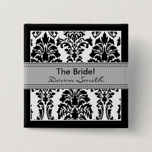 Eleganter Damast-Brautparty-Knopf (grau) Button