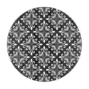 Eleganter Damast: Florales Art Deco Schneidebrett