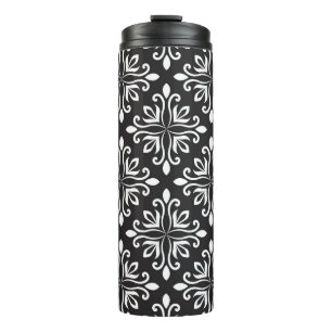 Eleganter Damast: Florales Art Deco Thermosbecher