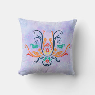 Eleganter Damast Geometrische Flora mit Zweigen  Kissen