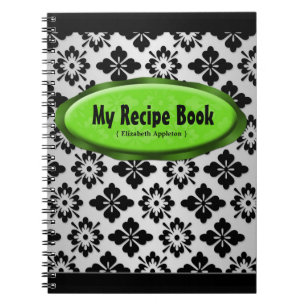 Eleganter Damast-Limones grünes Rezept-Notizbuch Notizblock