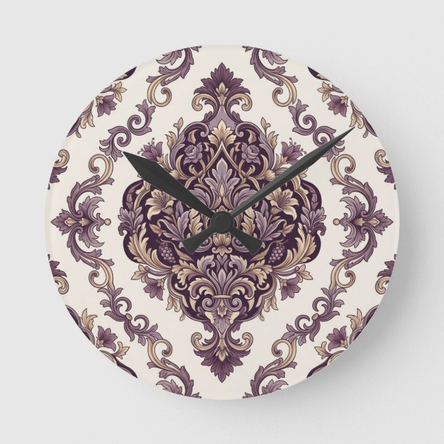 Eleganter Damast Runde Wanduhr (Vorderseite)