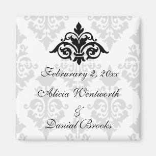 Eleganter Damast-Save the Date Magnet