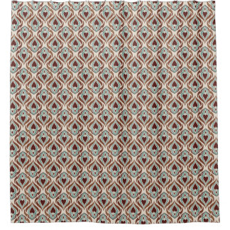 Eleganter Damast-Stil - aquamarin und braun Duschvorhang