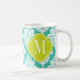 Eleganter Damast-Türkis u. grünes Tasse