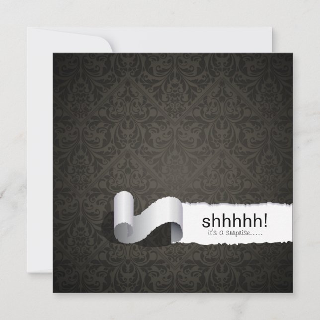 Eleganter Damast-Überraschungs-Geburtstag Einladung (Vorderseite)