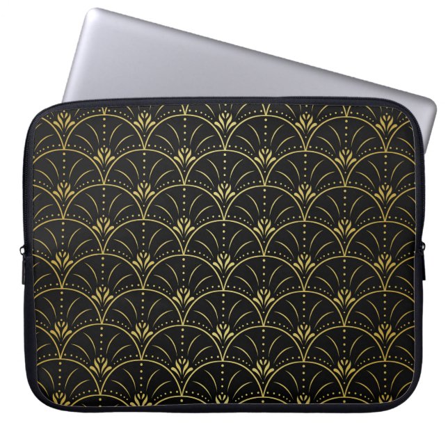 Eleganter Damast, Vintages Blumendesign. Laptopschutzhülle (Vorderseite)