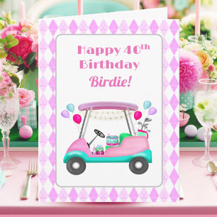 Eleganter Damen-Golfparty-Wagen 40. Geburtstag Karte