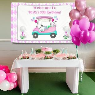 Eleganter Damen-Golfparty-Wagen Geburtstag Banner