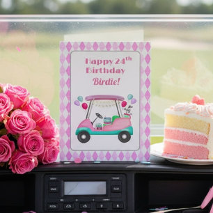 Eleganter Damen-Golfparty-Wagen zum 24. Geburtstag Karte