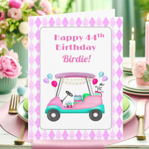 Eleganter Damen-Golfparty-Wagen zum 44. Geburtstag Karte