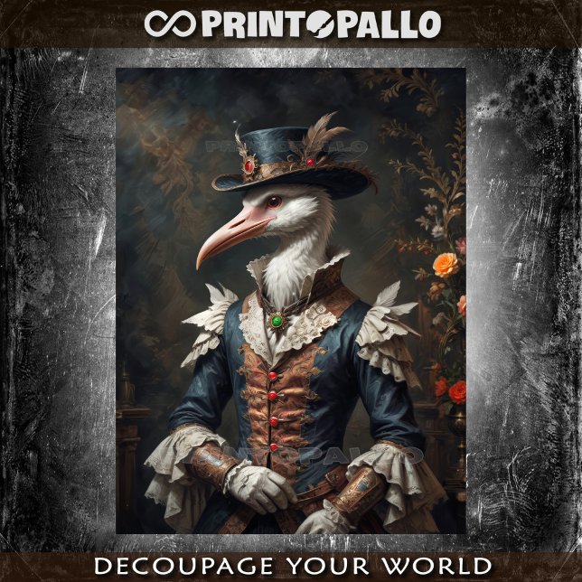 Eleganter Dandy-Storch mit Blume und Top-Hut Seidenpapier (Von Creator hochgeladen)