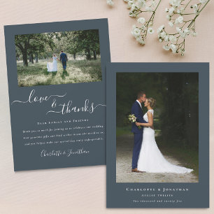 Eleganter Dank Hochzeit 2 Foto Grau Dankeskarte