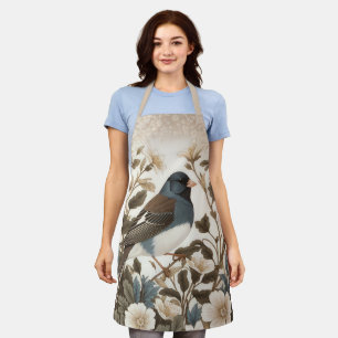 Eleganter Dark-Eyed Junco Creme Floral Schürze