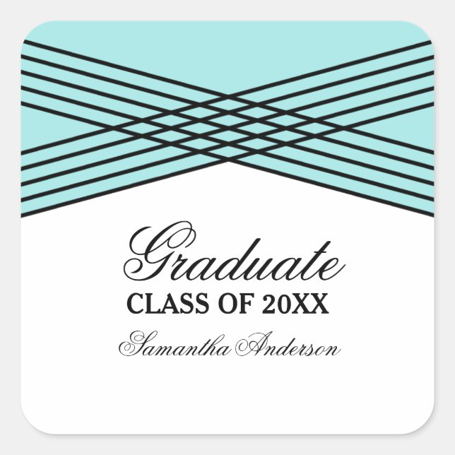 Eleganter Deko Aqua Abschluss Stickers (Vorderseite)