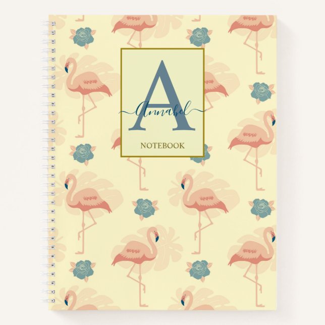 Eleganter Deko inspiriert Flamingo und Rose  Notizbuch (Vorderseite)