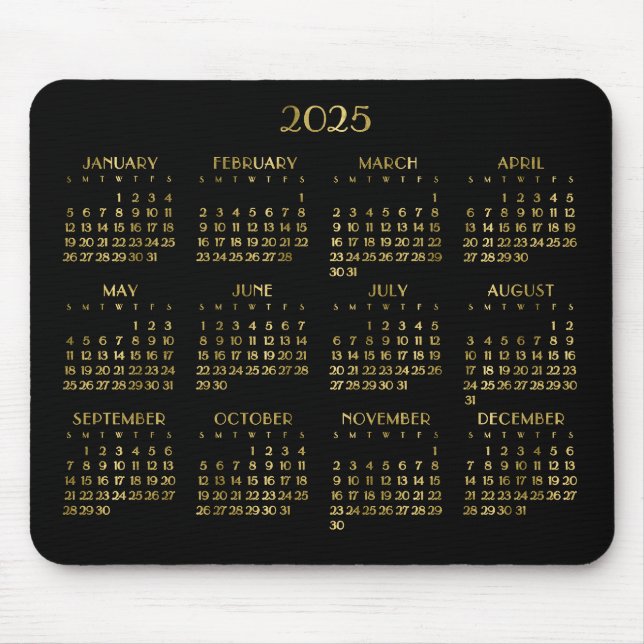 Eleganter Deko Jahreskalender 2025 Mousepad (Vorne)