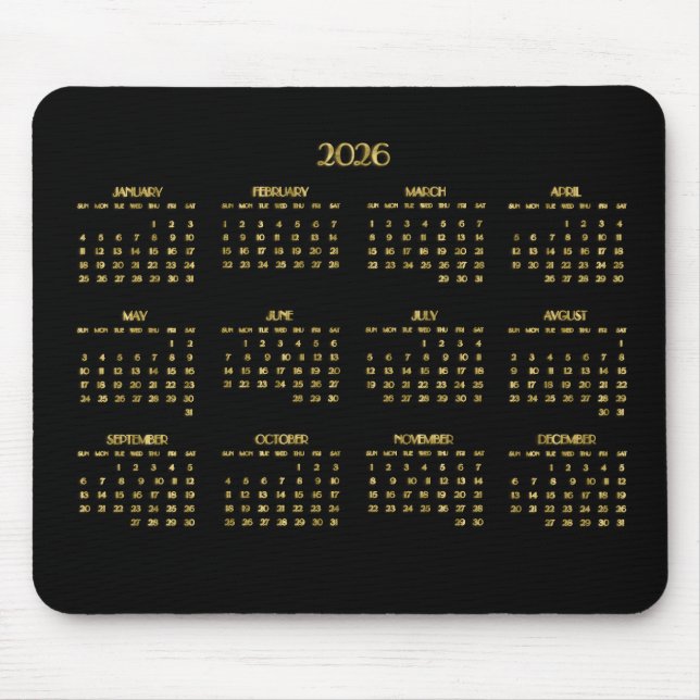 Eleganter Deko Jahreskalender 2026 Mousepad (Vorne)