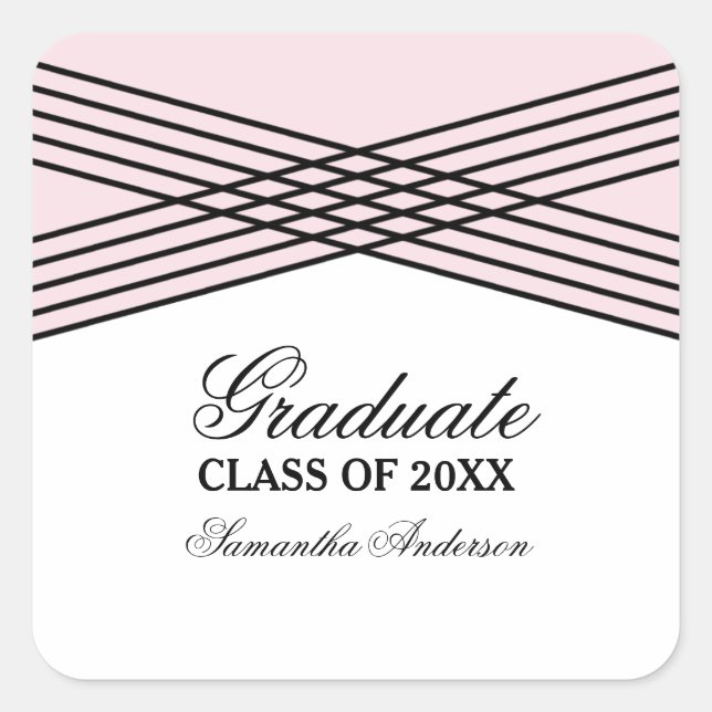 Eleganter Deko Rosa Abschluss Stickers (Vorderseite)