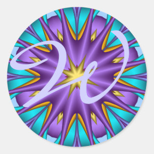 Eleganter, dekorativer Monogramm-Aufkleber Runder Aufkleber