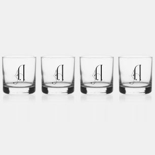 Eleganter dekorativer monogrammatischer Buchstabe Whiskyglas