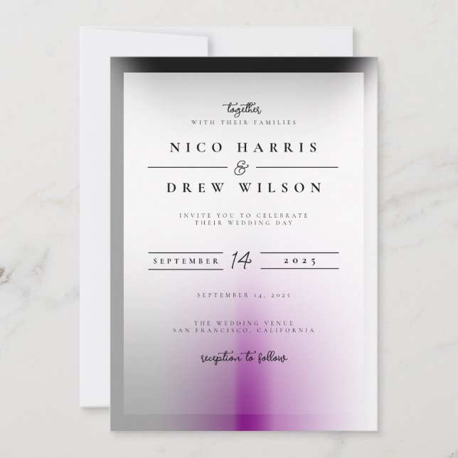 Eleganter Demisexual Pride Wedding Einladung (Vorderseite)
