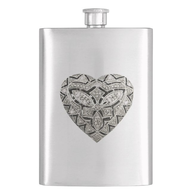 Eleganter Designer Heart Flask Flachmann (Vorderseite)