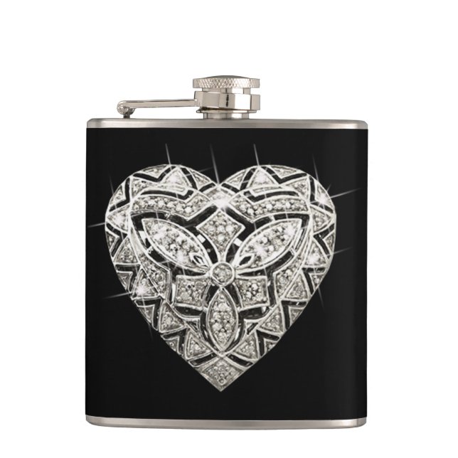 Eleganter Designer Heart Flask Flachmann (Vorderseite)