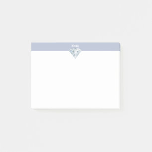 Eleganter Diamant auf Immergrün und Weiß Post-it Klebezettel