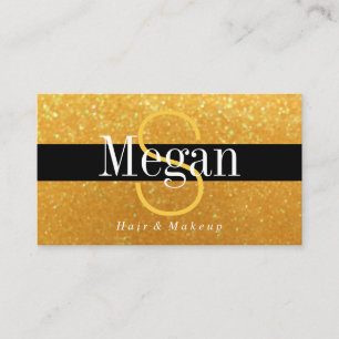 Eleganter DIY Monogram Name Gold Glitzer, schwarze Visitenkarte