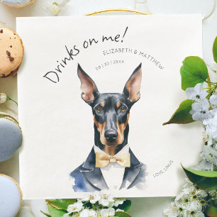 Eleganter Dobermann Kellner Aquarell individuell a Serviette
