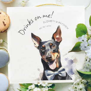 Eleganter Dobermann Kellner Aquarell individuell a Serviette