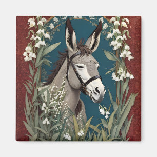 Eleganter Donkey und Lily The Valley Blume Magnet