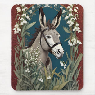 Eleganter Donkey und Lily The Valley Blume Mousepad