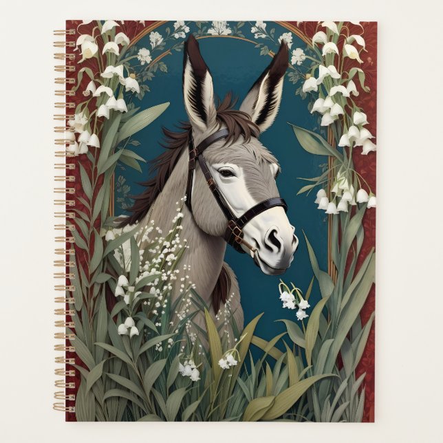 Eleganter Donkey und Lily The Valley Blume Planer (Vorderseite)