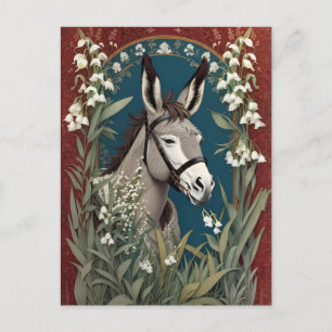 Eleganter Donkey und Lily The Valley Blume Postkarte