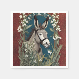 Eleganter Donkey und Lily The Valley Blume Serviette