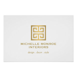 Eleganter Download des griechischen Key Gold/White Poster