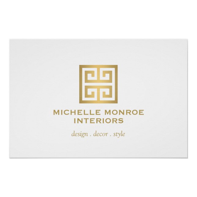 Eleganter Download des griechischen Key Gold/White Poster (Vorderseite)