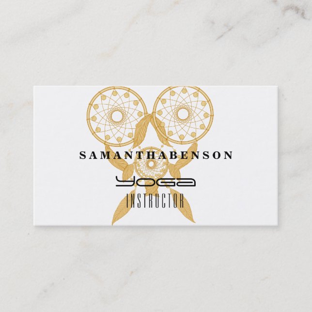 Eleganter Dream Catcher Feathers Yoga Instructor Visitenkarte (Vorderseite)