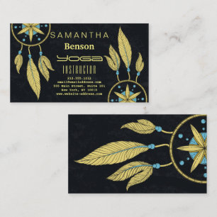 Eleganter Dream Catcher Feathers Yoga Instructor Visitenkarte