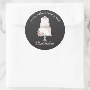 Eleganter Drei-Tier-Kuchen-Bäckerei-Aufkleber Runder Aufkleber