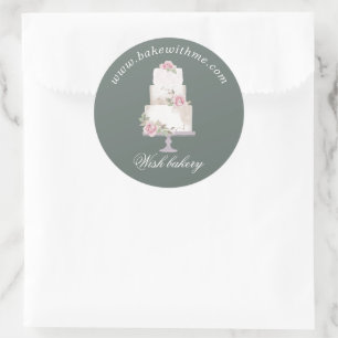 Eleganter Drei-Tier-Kuchen-Bäckerei-Aufkleber Runder Aufkleber